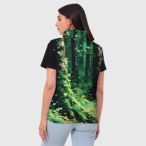 Женский жилет Зелёный летний лес / 3D-Черный – фото 4
