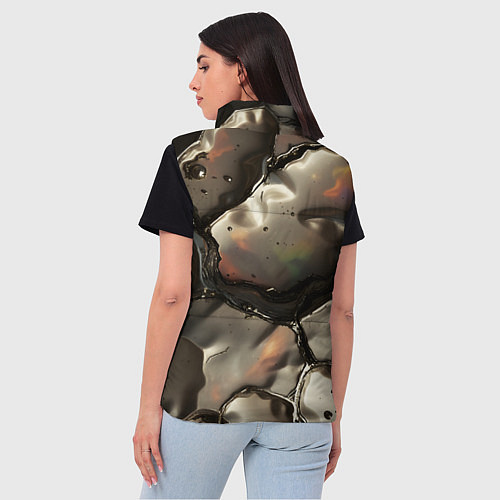 Женский жилет Жидкая субстанция светло-коричневая / 3D-Черный – фото 4