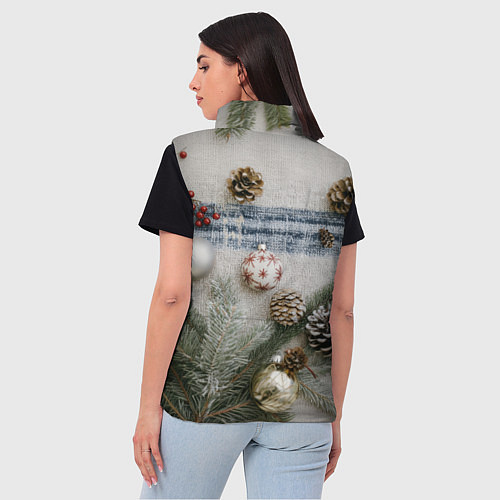 Женский жилет Новогодние украшения / 3D-Красный – фото 4