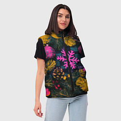 Женский жилет Новый год и краски, цвет: 3D-черный — фото 2