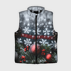 Женский жилет Новогодние снежинки, цвет: 3D-черный