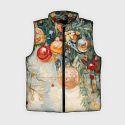 Женский жилет Большие и маленькие новогодние шары, цвет: 3D-красный