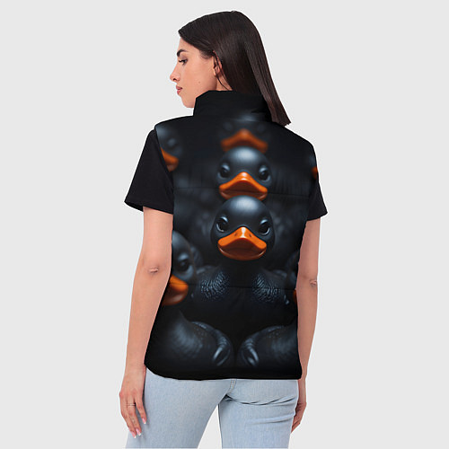 Женский жилет Уточки с оранжевым клювом / 3D-Черный – фото 4