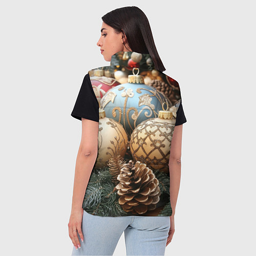 Женский жилет Большие новогодние шары / 3D-Красный – фото 4