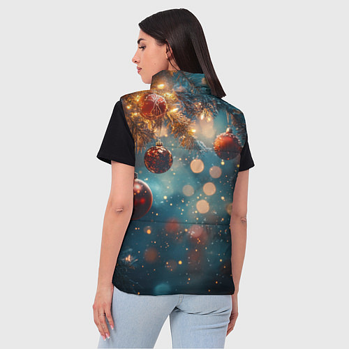 Женский жилет Новый год боке стиль / 3D-Светло-серый – фото 4