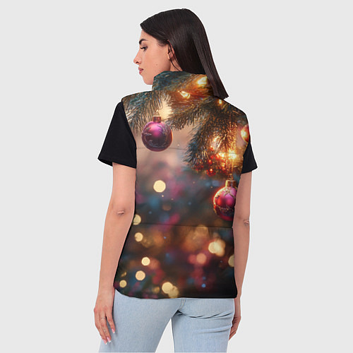 Женский жилет Фиолетовые новогодние шары / 3D-Красный – фото 4