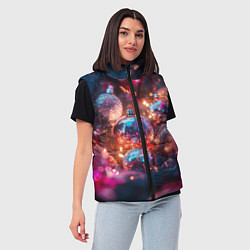 Женский жилет Новогодние шары и фиолетовые блески, цвет: 3D-светло-серый — фото 2