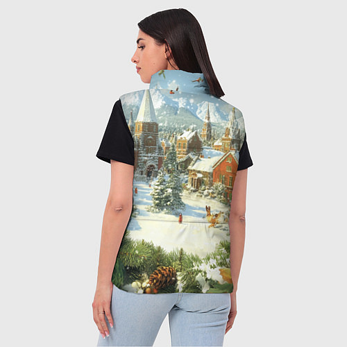 Женский жилет Фон рождества / 3D-Светло-серый – фото 4