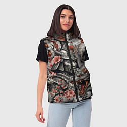 Женский жилет Самурай дракон и японские мифические существа, цвет: 3D-черный — фото 2