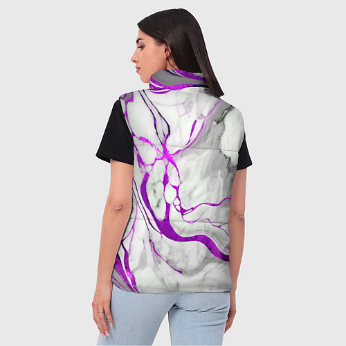 Женский жилет Фиолетово-белый мрамор / 3D-Красный – фото 4