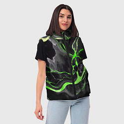 Женский жилет Зелёно-чёрный мрамор, цвет: 3D-черный — фото 2