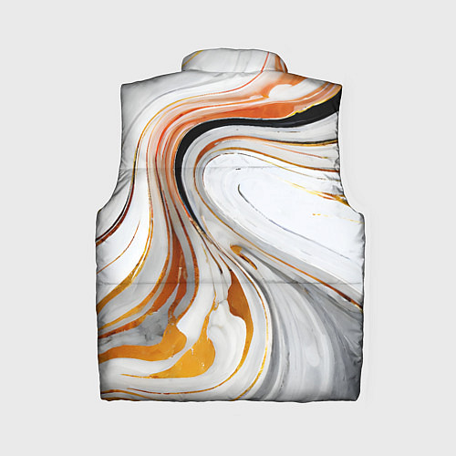 Женский жилет Волнистые чёрно-жёлтые линии на белом фоне / 3D-Светло-серый – фото 2