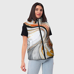 Женский жилет Волнистые чёрно-жёлтые линии на белом фоне, цвет: 3D-светло-серый — фото 2