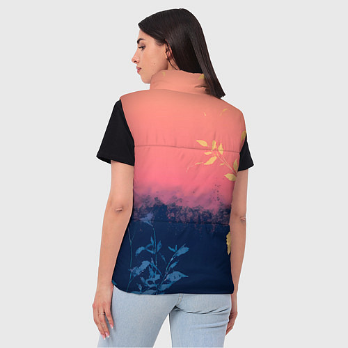 Женский жилет Листья на сине-розовом фоне - нейросеть / 3D-Светло-серый – фото 4