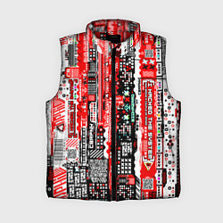 Женский жилет Киберпанк паттерн красный, цвет: 3D-красный