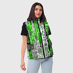 Женский жилет Киберпанк паттерн зелёный, цвет: 3D-красный — фото 2