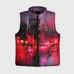 Женский жилет Огни города мастихином - нейросеть, цвет: 3D-черный