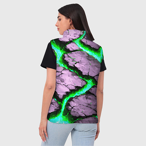 Женский жилет Треснувший камень зелёный / 3D-Красный – фото 4