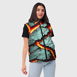 Женский жилет Треснувший камень жёлтый, цвет: 3D-красный — фото 2