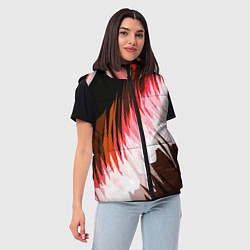 Женский жилет Красно-белая абстракция на чёрном фоне, цвет: 3D-красный — фото 2