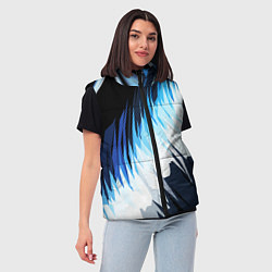 Женский жилет Бело-синие острые полосы, цвет: 3D-светло-серый — фото 2