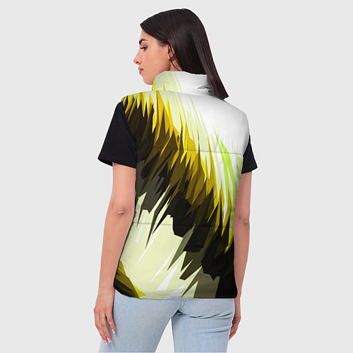 Женский жилет Чёрно-жёлтые острые полосы на белом фоне / 3D-Красный – фото 4