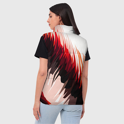 Женский жилет Чёрно-красные острые полосы на белом фоне / 3D-Красный – фото 4