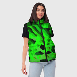 Женский жилет Чёрно-зелёная пористая абстракция, цвет: 3D-светло-серый — фото 2