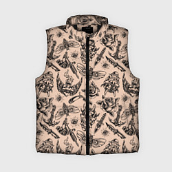 Женский жилет Татуировка с цикадой и демоном Они - паттерн