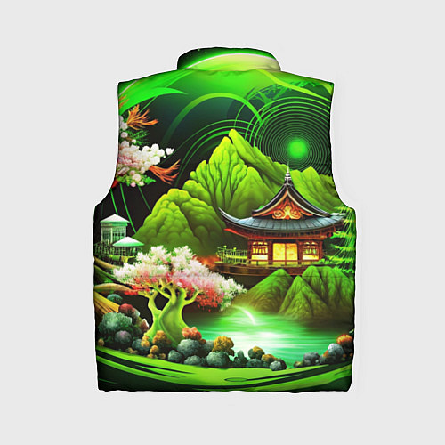 Женский жилет Природа Японии в зеленых цветах / 3D-Светло-серый – фото 2