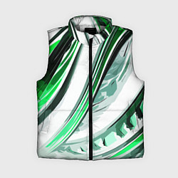 Женский жилет Волнистая бело-зелёная абстракция, цвет: 3D-светло-серый