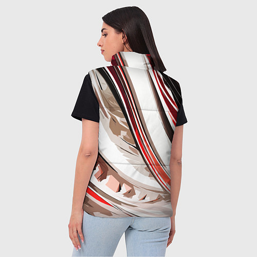 Женский жилет Волнистая бело-красная абстракция / 3D-Светло-серый – фото 4