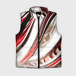 Женский жилет Волнистая бело-красная абстракция, цвет: 3D-светло-серый