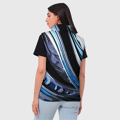 Женский жилет Волнистая чёрно-синяя абстракция / 3D-Черный – фото 4