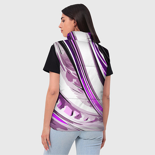 Женский жилет Волнистая бело-фиолетовая абстракция / 3D-Черный – фото 4