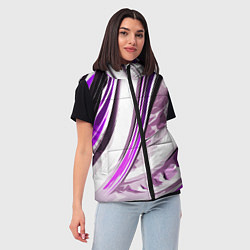 Женский жилет Волнистая бело-фиолетовая абстракция, цвет: 3D-черный — фото 2