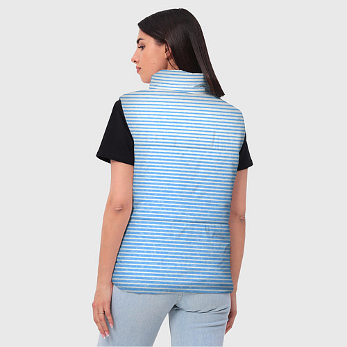 Женский жилет Белый с голубым текстурный в полоску / 3D-Светло-серый – фото 4