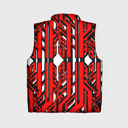 Женский жилет Чёрно-красные техно полосы на белом фоне / 3D-Светло-серый – фото 2
