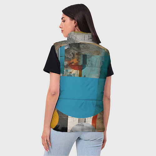 Женский жилет Абстрактный ретро коллаж / 3D-Черный – фото 4