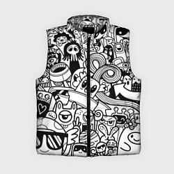 Женский жилет Black and white doddle monsters, цвет: 3D-светло-серый