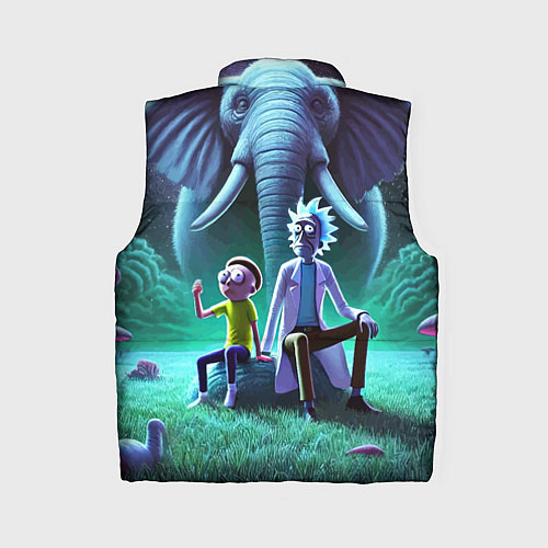 Женский жилет Рик и Морти - портрет на фоне слона / 3D-Светло-серый – фото 2