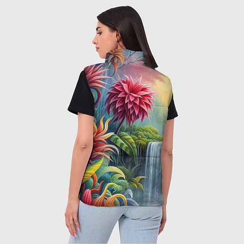 Женский жилет Гавайские тропические цветы - алоха / 3D-Черный – фото 4