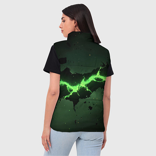 Женский жилет Неоновая плита с зеленым разломом / 3D-Красный – фото 4