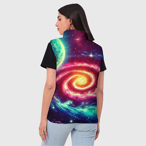 Женский жилет Spiral galaxy - neon glow / 3D-Черный – фото 4