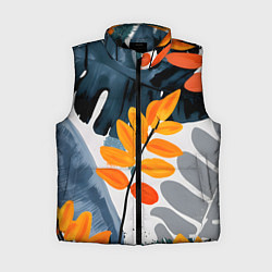 Женский жилет Контрастные листья, цвет: 3D-черный