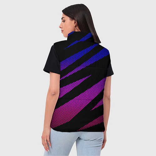Женский жилет Сине-розовый абстракция с полосами / 3D-Черный – фото 4