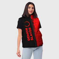 Женский жилет Demon Slayer - red gradient по-вертикали, цвет: 3D-черный — фото 2