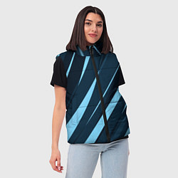 Женский жилет Тёмный бирюзовый контрастные полосы, цвет: 3D-черный — фото 2