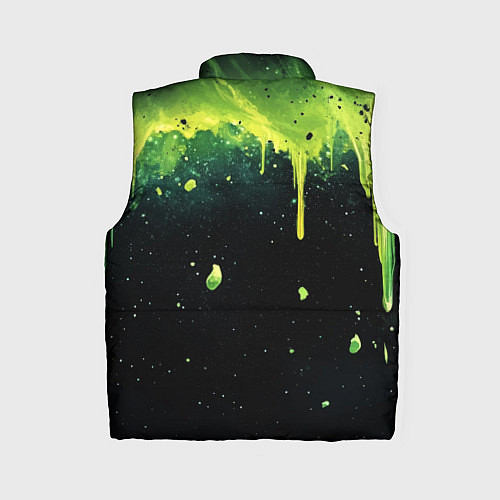 Женский жилет Зеленая стекающая краска по черному фону / 3D-Светло-серый – фото 2