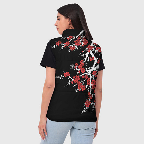 Женский жилет Корпус бойни демонов - цветущая сакура / 3D-Черный – фото 4